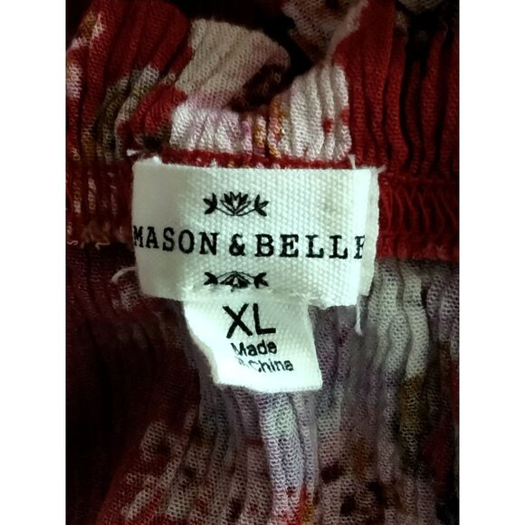 Mason & Belle Floral Faux Button Bubble Crop Top Off-Shoulder Front Tie Size XL - Picture 6 of 7